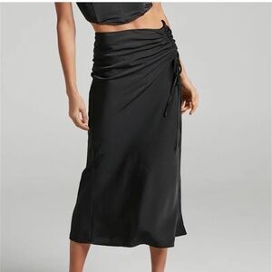 NWT LOFT Satin Cinch Midi Skirt, Sz 10
